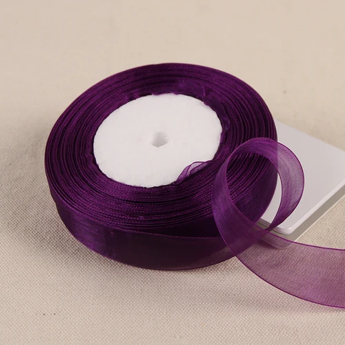 Luxurious Dark Purple Organza Ribbons - Wholesale Gift & Decoration Wrapping, 45 Meters