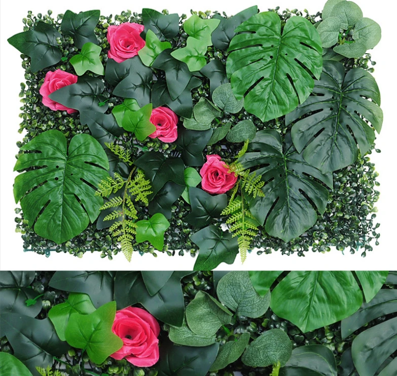 Green Artificial Plants Wall Panel - Outdoor Decor Carpet for Home, Wedding, and Party Backdrop