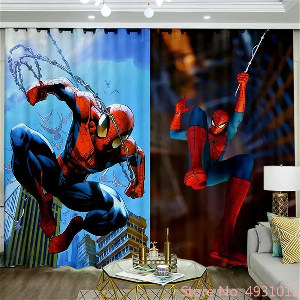 

3D Print Spiderman Hero Curtain Disney Cartoon Blackout Curtain Shading Window Drapes for Bedroom Kids Gifts