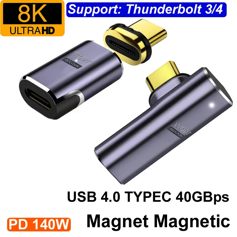 Lot De 2 Adaptateurs Magnétiques USB-C 240W - 40 Gbit/s, Support 8K, Pour MacBook, Thunderbolt 4/3
