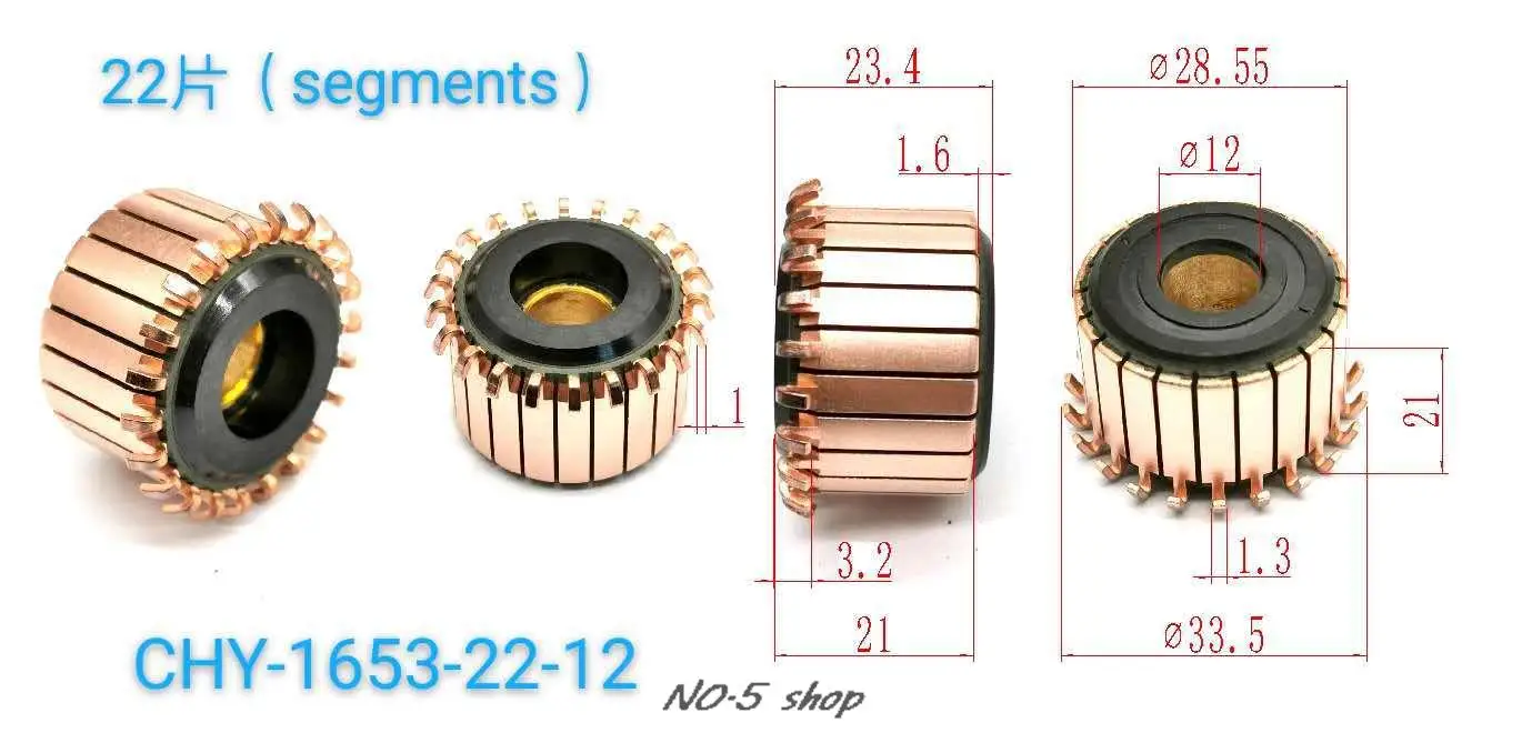 

5Pcs 28.55x12x21(23.4)x22P Copper Bars Electric Motor Commutator