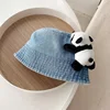 Denim Baby Bucket Hat 3D Panda Kids Sun Hat Outdoor Child Panama Cap Sun Prontction Toddler Hats Children Accessories 48/52cm 6