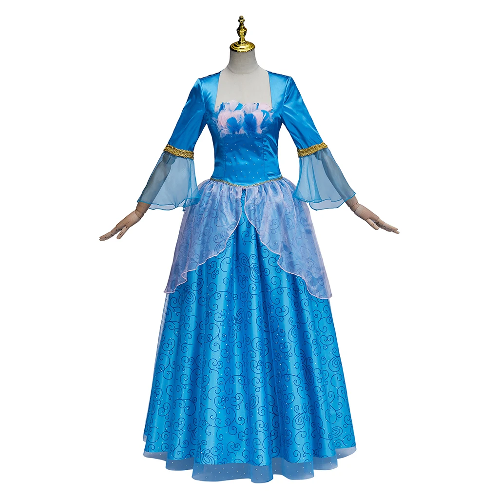 

Princess Rosella Cosplay Costume Blue Island Peacock Dress Adult Women Halloween Carnival Stage Performance Dress Fancy Gown