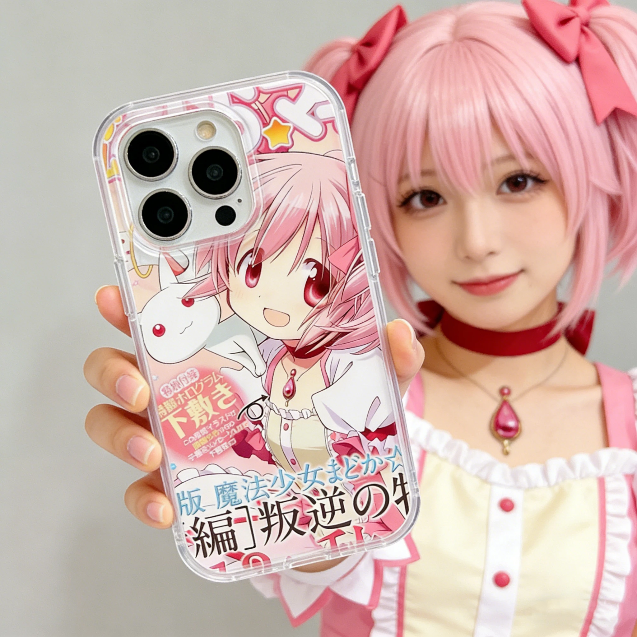 Japanese Anime Pink Hair Girl Feather Texture Phone Case