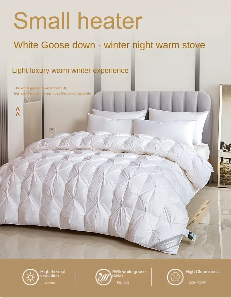 Temperature controlled down quilt white goose down quilt single person cotton quilt with thickened core for warmth and comfort bed comforter