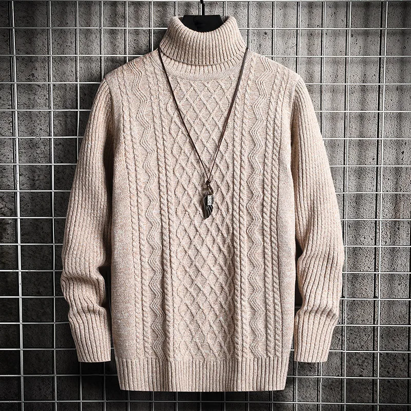 Autumn and Winter Man New High Neck Knitwear Korean Version Fashion Slim Fit Two Lapels Diamond Pullover Long Sleeve Sweater Men women s autumn winter 2021 new sweater high neck pullover sweater korean version loose fashion slim base warm iong sleeve short