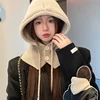 Winter Balaclava Hat Warm Knitted Women's Hood Hat Solid Color One-piece Neck Pullover Cap Outdoor Cashmere Caps 5