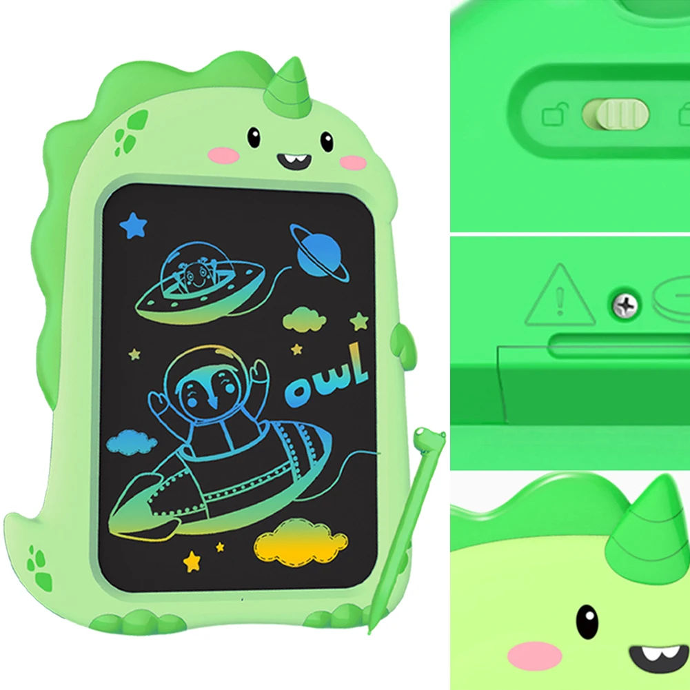 Lavagna Magica LCD 8,5 Pollici A Forma Di Dinosauro: Tablet Per Disegnare Per Bambini, Verde - 6
