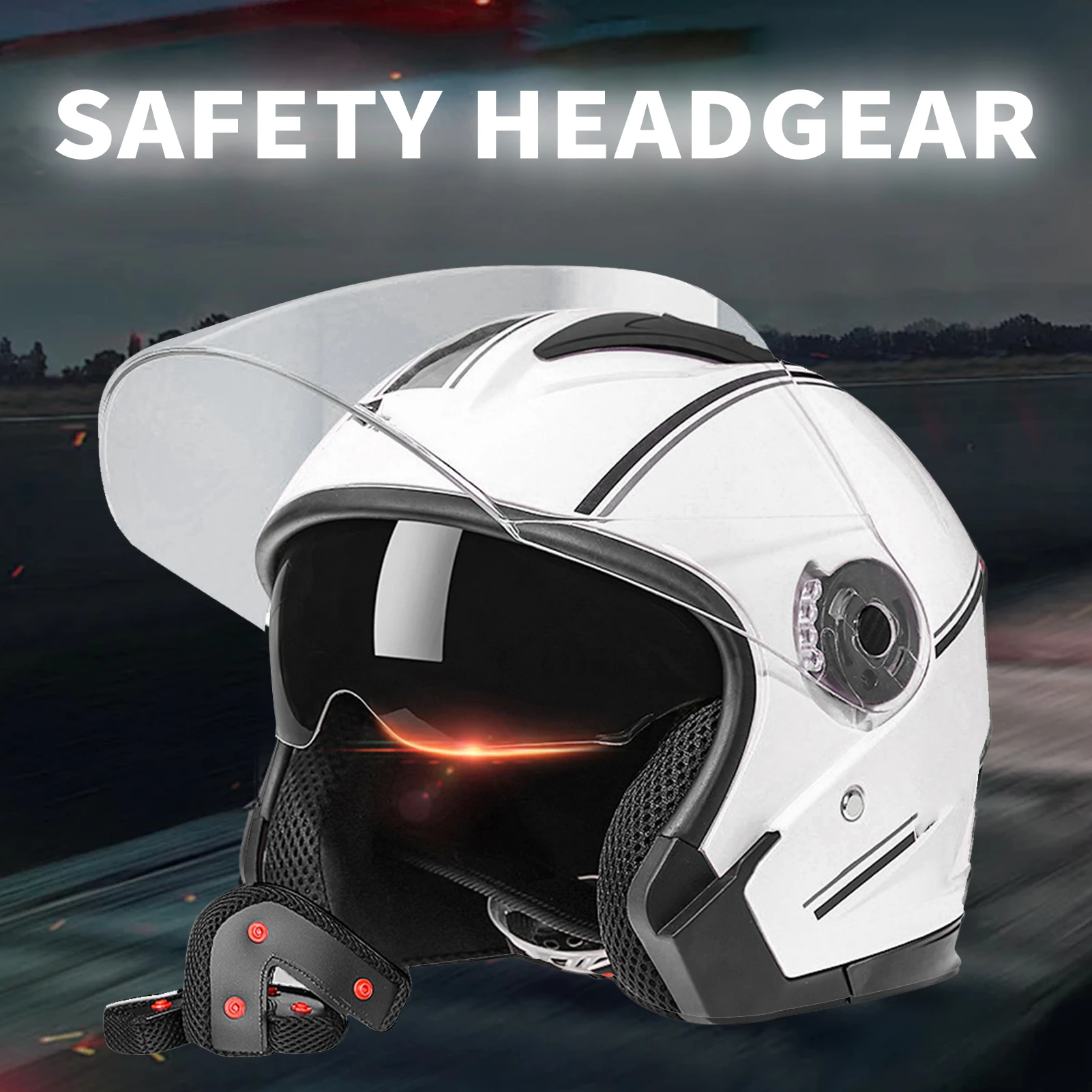 3/4 Open Face Motorcycle Helmets Dual Visors Men s and Women s Motorbike Half Helmet For Moped Cruiser Dual Visors Helmet