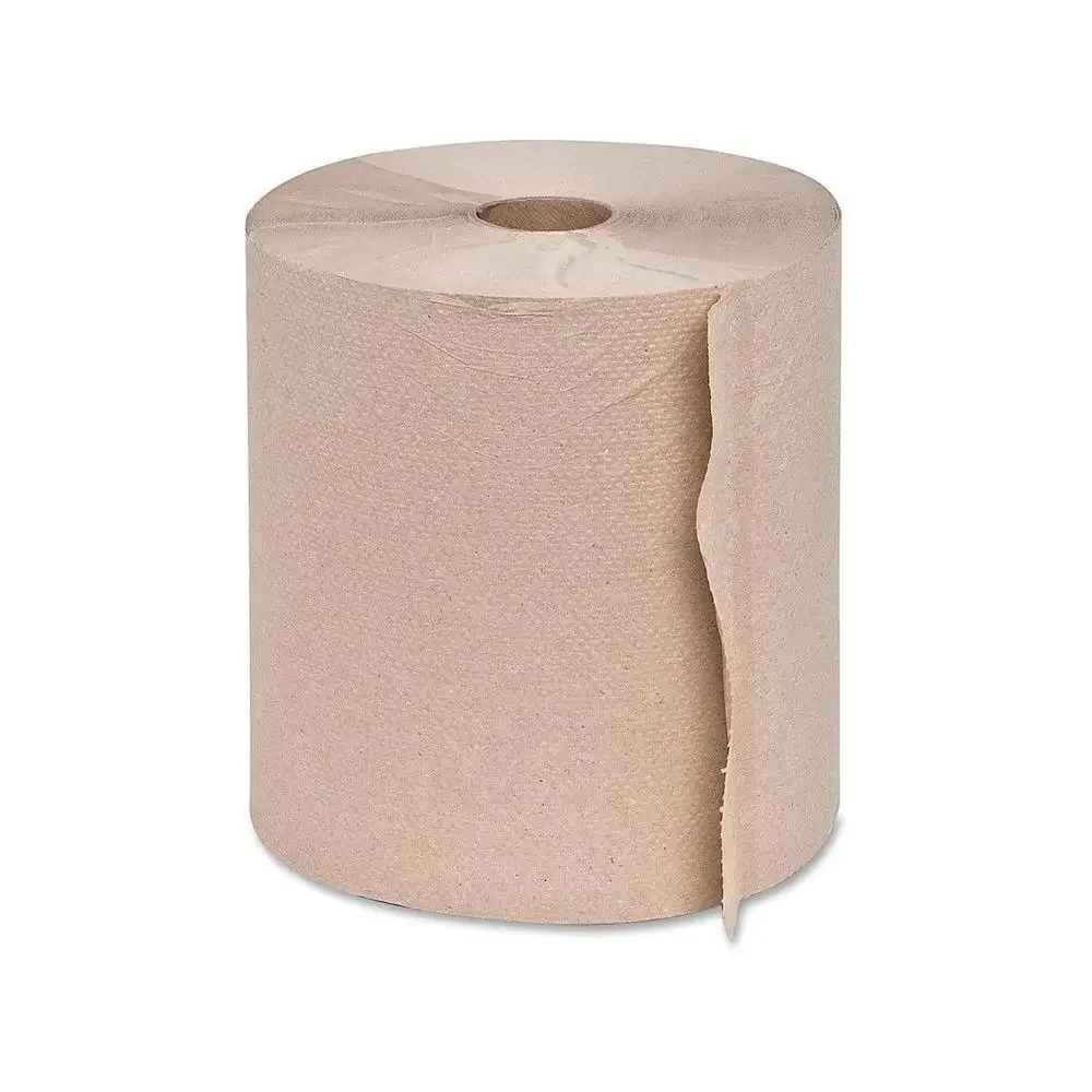 Embossed Natural Roll Towels 2" Core 7-7/8"x800' 6 Rolls/CT Absorbent Perforated