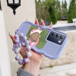 3 - Piece Lazy Cat Phone Case Set with Lanyard and Stand for Vivo Y400 Pro (PURPLE)