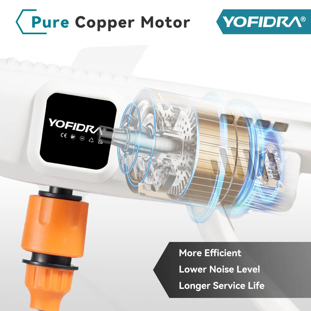 YOFIDRA Electric 6-In-1 High Pressure Car Washer Gun Cordless 100Bar Home Garden Cleaning Water Spray Gun for Makita 18V Battery 6
