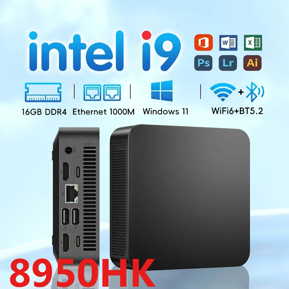 2026 코어 i9 8950HK PC 윈도우 11 프로 미니 128GB 램 1TB 2TB SSD WIFI 6 BT5.2 4K HD 미니 게이밍 사무용 학습용 PC