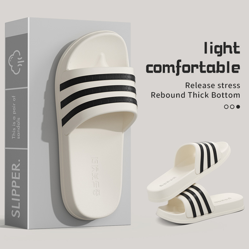 Cold slippers for women in summer, fashionable outerwear for couples, thick soled, non slip, one line mop, bathroom slippers