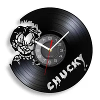 Fictional Character Chucky Wall Clock Made Of Vinyl Record Horror Movie Home Decor Wall Watch Halloween Vinyl Disk Crafts Clock 1