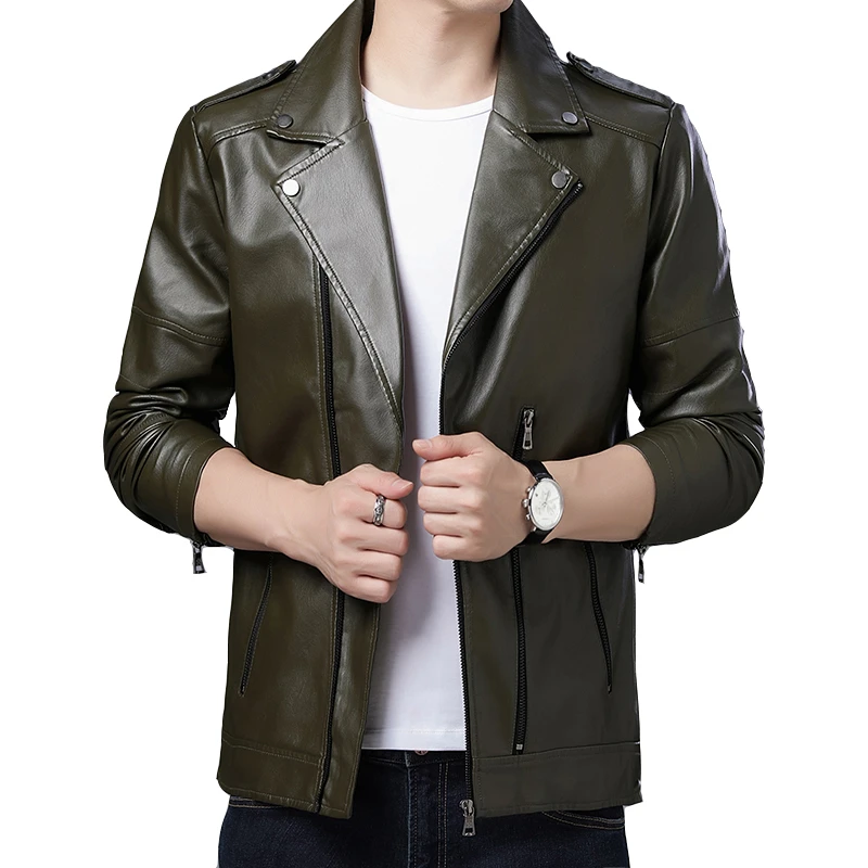 Autumn men's motorcycle leather jacket zipper lapel nightclub handsome male imitation leather jacket / man boutique PU coat men's faux leather coats & jackets