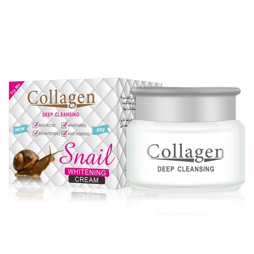 Snail Collagen Face Cream 80g Whitening Facial Cream Moisturizing Gel Deep Cleansing Anti Acne Korea Skin Care Remove Freckles глубоко увлажняющий крем с коллагеном etude house collagen moistfull collagen deep cream