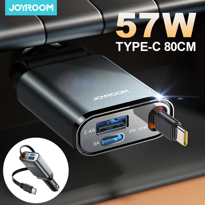 Joyroom Ultra-Slim 57W Car Charger USB C Fast Charging iPhone 16 15 14 13 12 Pro Max USB C Car Charger Adapter car charger car phone charger phone charger phone charger adapter