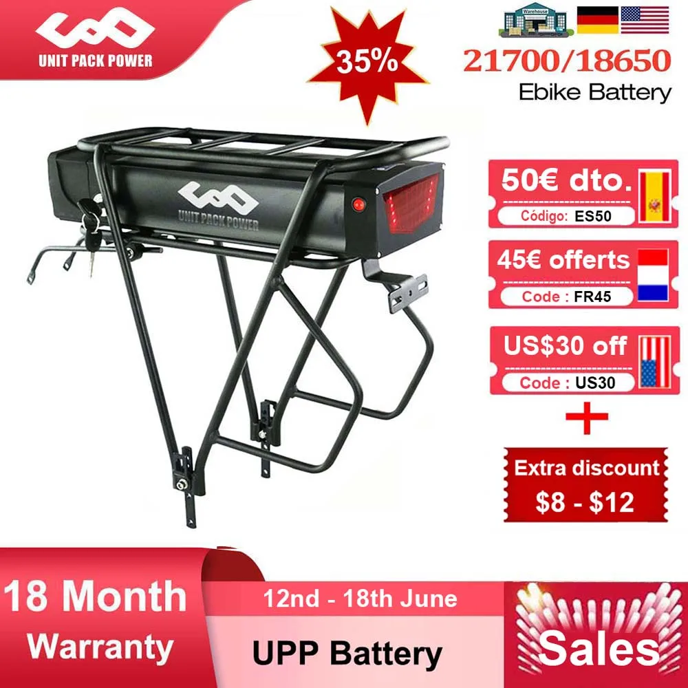 48v Rear Rack Battery Electric Bike Rear Rack Battery Electric