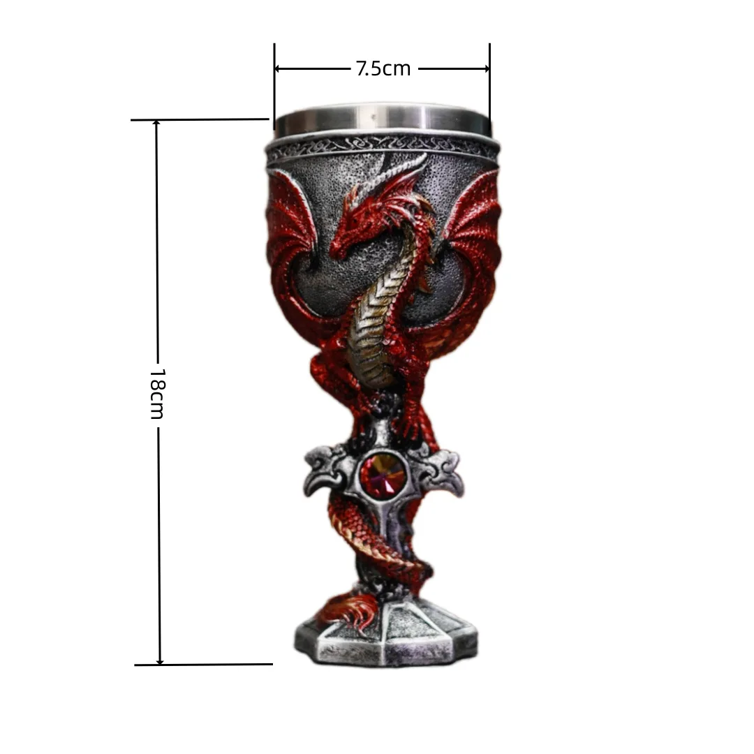 Exquisite Dragon Wine Goblet - Medieval Resin and Stainless Steel Chalice Drinkware
