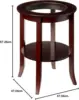 Furniture-Wood Genoa End Table, Round Side /Accent Table , Inset Glass Espresso 3