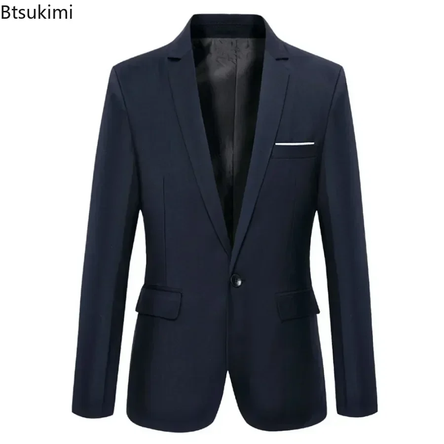 Male Blazers Slim Elegant Suit Jackets Men's Business Formal Party Suit Coats Single Button Lapel Casual Solid Jacket Men