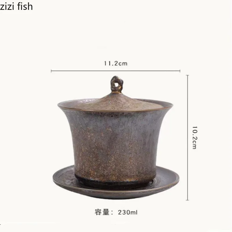 Rust-glazed Ceramic Teacup Saucer Sets Teapot Lid Bowl Kung Fu Teaware Tea Tureen Tea Making Utensils Making Tools
