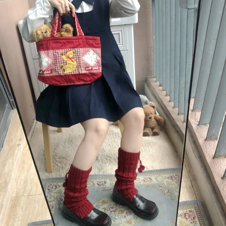Japanese style JK Socks Fur Ball Woolen Yarn Socks Bubble Socks All-Match Knee Students Warm-Keeping Lolita Foot Sock Women