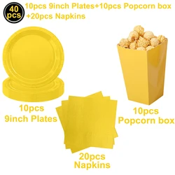Yellow Party Supplies Tableware Set - Paper Plates, Napkins, and Cups (40pcs)