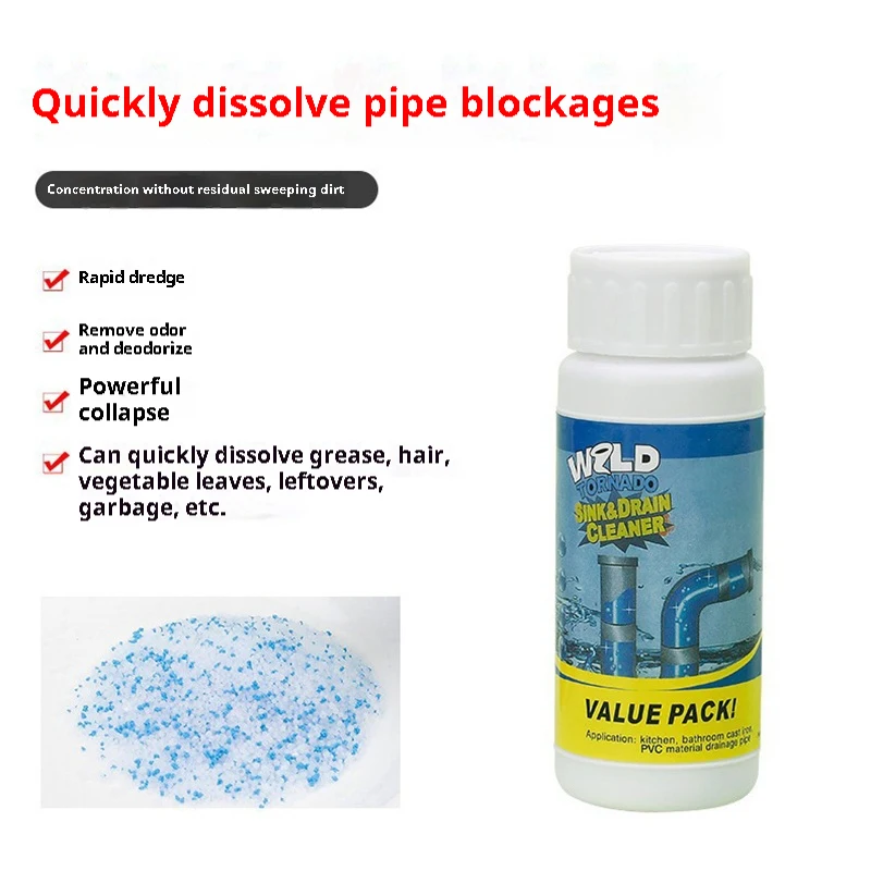 Powerful Drain Cleaner Dredge Clog Remover Drain Pipe Basin Cleaner Toilet Kitchen Pipe Deodorization Dredging Agent Sink Dredge Powder