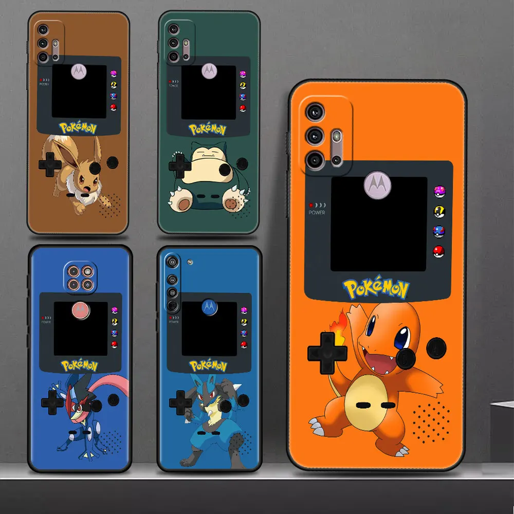Pokemon Gengar Pikachu Custodia Di Lusso Nera Per Motorola Moto G22 G30 G50 4G Edge 20 Pro One Fusion G52 30 Neo G9 Plus Cover