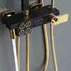 Newly Digital Shower System Set with Brass Bathtub Mixer Faucet Rainfall Shower Head Black Gold Thermostatic Bathroom Shower Set 2