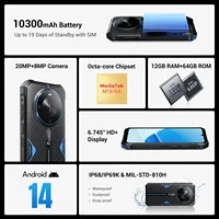 [World Premeire]FOSSiBOT F105 Rugged Smartphone Android 14 OS 10300mAh 12+64GB Mobile Phone 20 MP Camera 6.745" HD+ IPS Phone 2