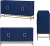 Accent Sideboard Cabinet  Retro Credenza Console Storage Cabinet Dining Buffet Table with 4 Doors & Adjustable 5