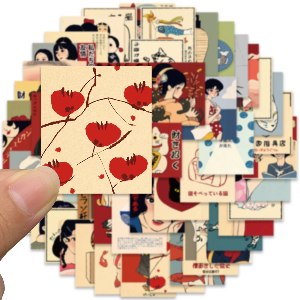 50pcs Retro Cartoon Japanese Culture Aesthetic Stickers Waterproof Graffiti For Laptop Luggage Guitar Skateboard Vinyl Decals 5