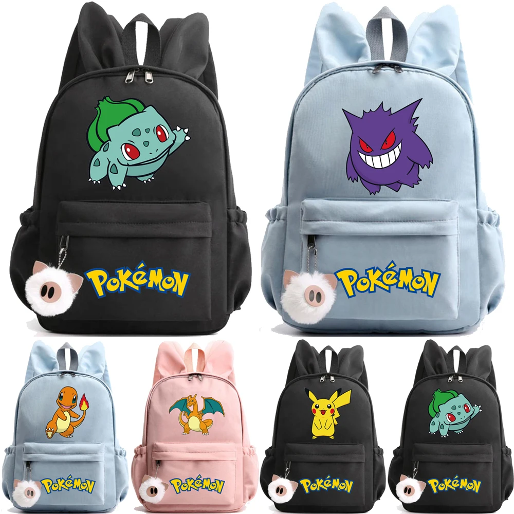 

Bandai Monster Movie Pokemon Backpack Children Toy Schoolbag Pikachu Charizard Gengar Bulbasaur Backpack Kids Birthday Gift Toy