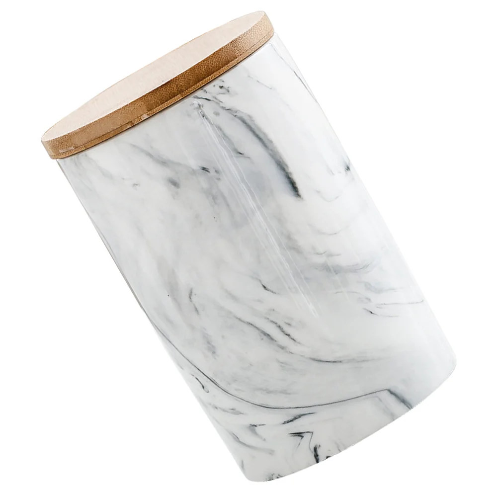 

1Pc Ceramic Storage Box Marble Pattern Canister with Lid Household Storage Jar