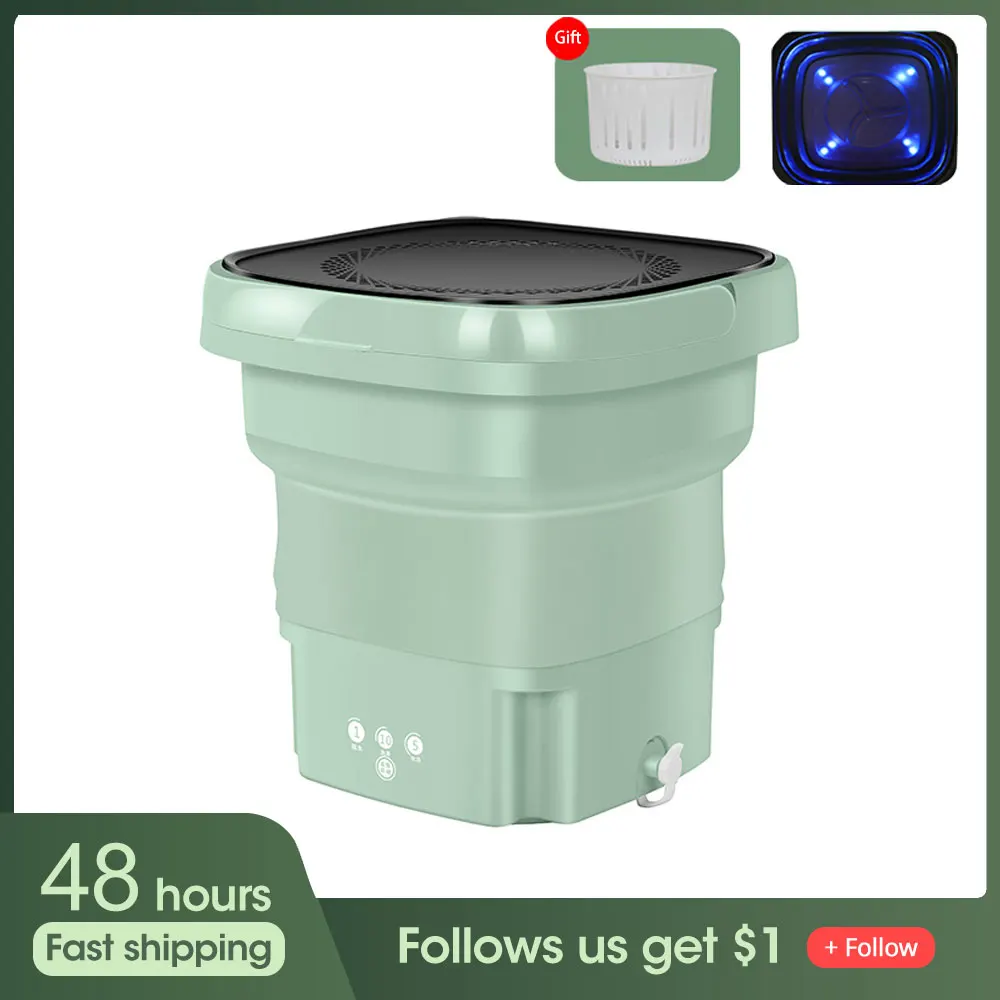 

4.5L Folding Washing Machine Mini Silent Motor Portable Baby Clothes Socks Underwear Cleaning Machine with Dryer Bucket Travel