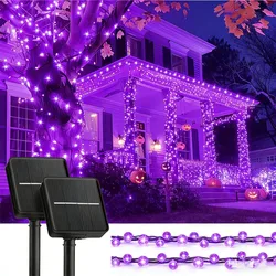 LED Solar String Lights - Outdoor Holiday & Event Decoration Lights - 22M 200LEDs (Purple Light)