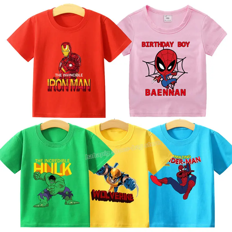 Marvels Children Cotton T Shirt Spidermans Boys Girls Clothes Wolverine