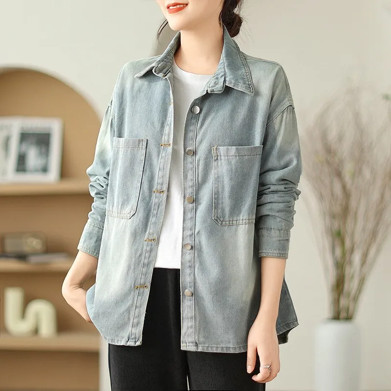 Vestes D'été En Jean Pour Femmes Manteau Fin Veste En Jean Surdimensionnée Tendance Et Déchirée Pour Femme Manteau Long Boyfriend En Jean Décontracté Au Look Usé Veste Légère Skinny Stretch Veste