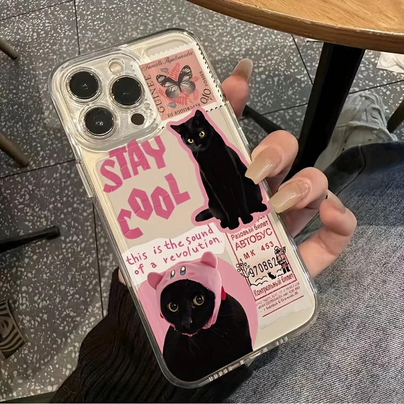 Charming Black Cat Clear TPU Phone Case
