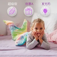 New Night Glow Mermaid Tail Blanket Soft Flannel Fleece Wearable Companion  Cute Kids Blankets  for All Seasons 2