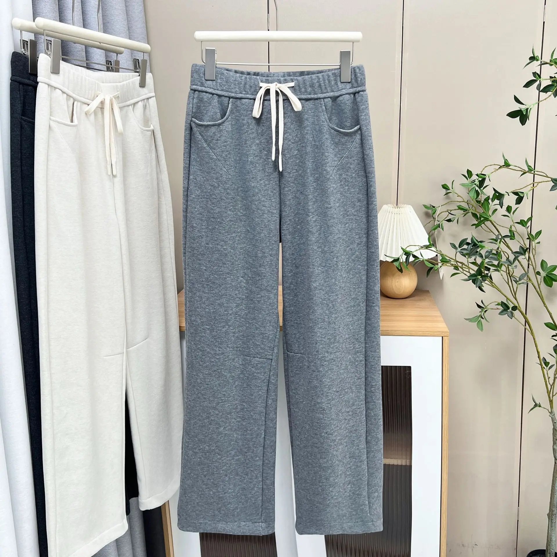 XXXXL Fashion Plus Size Women's Straight Pants Autumn And Winter New Style Simple Thickened Casual Trousers 042