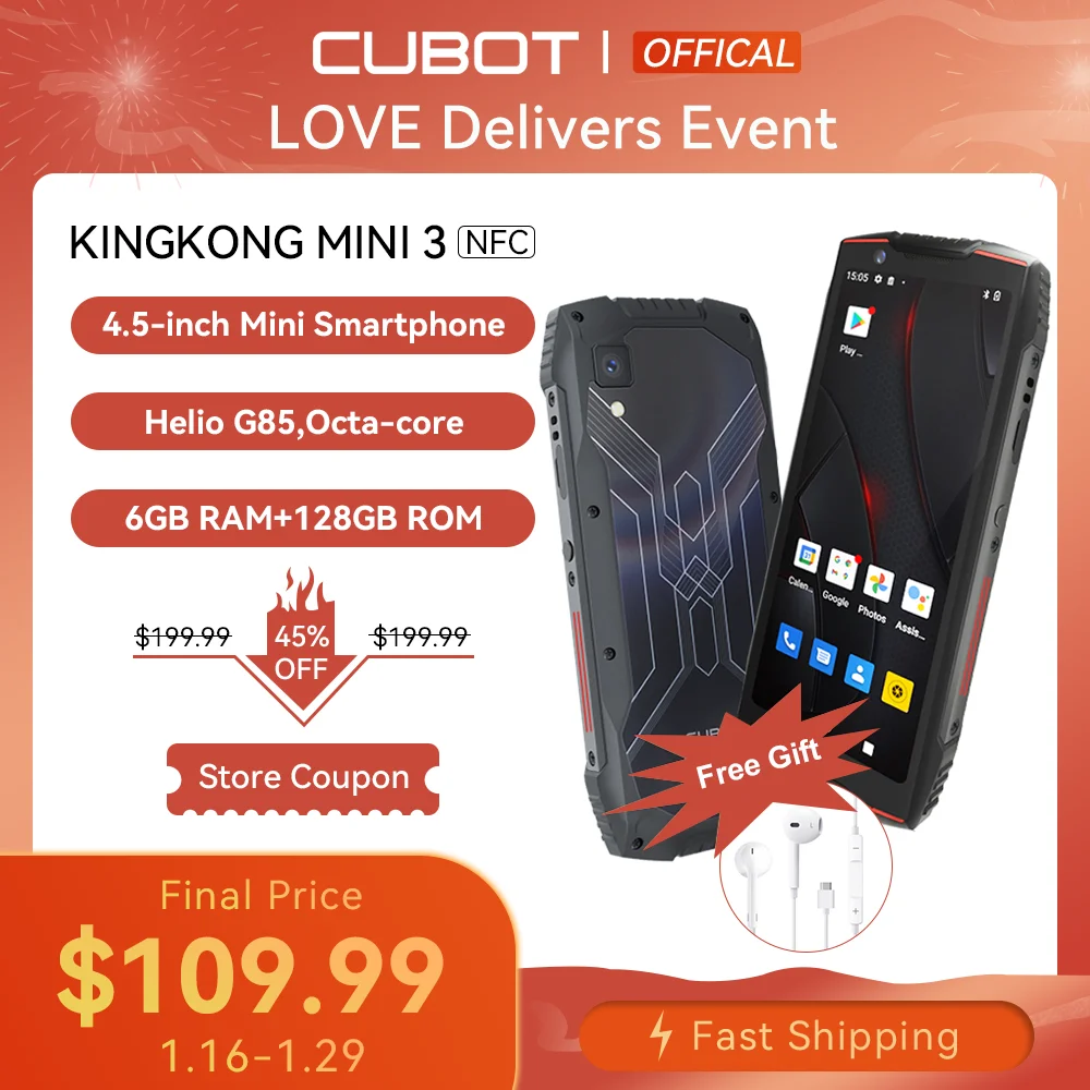 Cubot KingKong MINI 3, NFC, 4,5 Zoll mini handy, smartphone android 12 ...