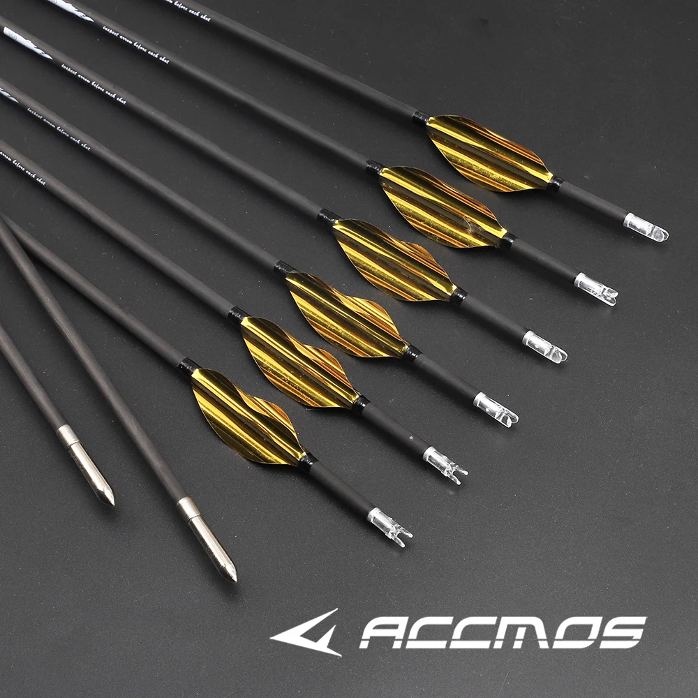 

12pc ID3.2mm 40T pure carbon arrows 32inch 350-1000spine Recurve/compound bow Hunting shooting target arrows