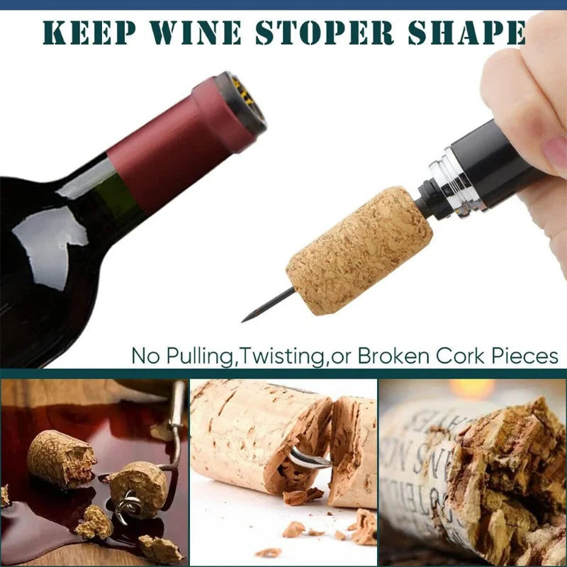 Safety Air Pump Red Wine Bottle Opener with Foil Cutter Air Pressure Corkscrew Popper Stainless Steel Pin Wine Cork Remover