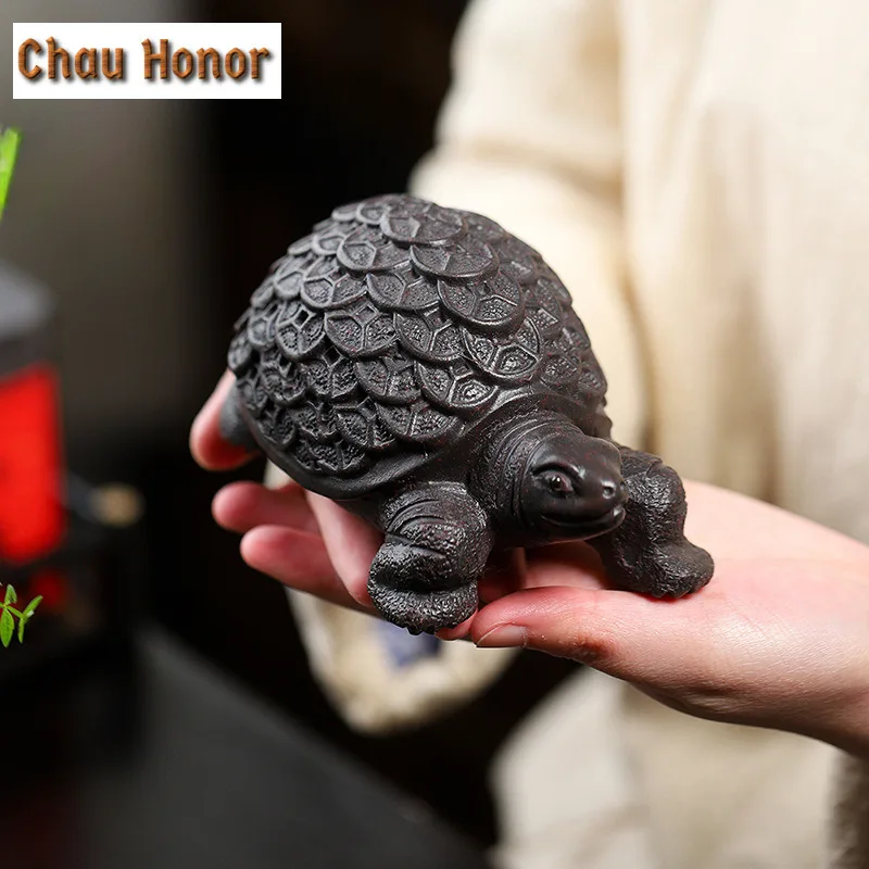 Yixing Nurturable Money Turtle Purple Clay Tea Pet Desktop Set Wealth-Attracting Ornament Home Plaything