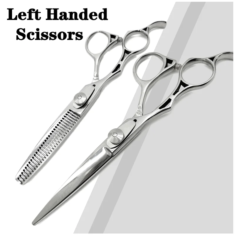 Left-handed Stainless Steel Hairdressing Scissors, Professional Left-handed Design Haircut Scissors For Hairdressing Barber Shop