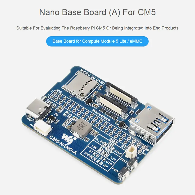 Raspberry Pi CM5 Mini Base IO Board Same Size as CM5 Nano Base Board (A)/ (B) for Raspberry Pi Compute Module 5 Lite/ EMMC image 2